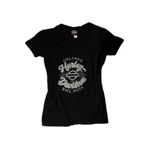 Harley-Davidson Black V-Neck Tee with Gray Logo